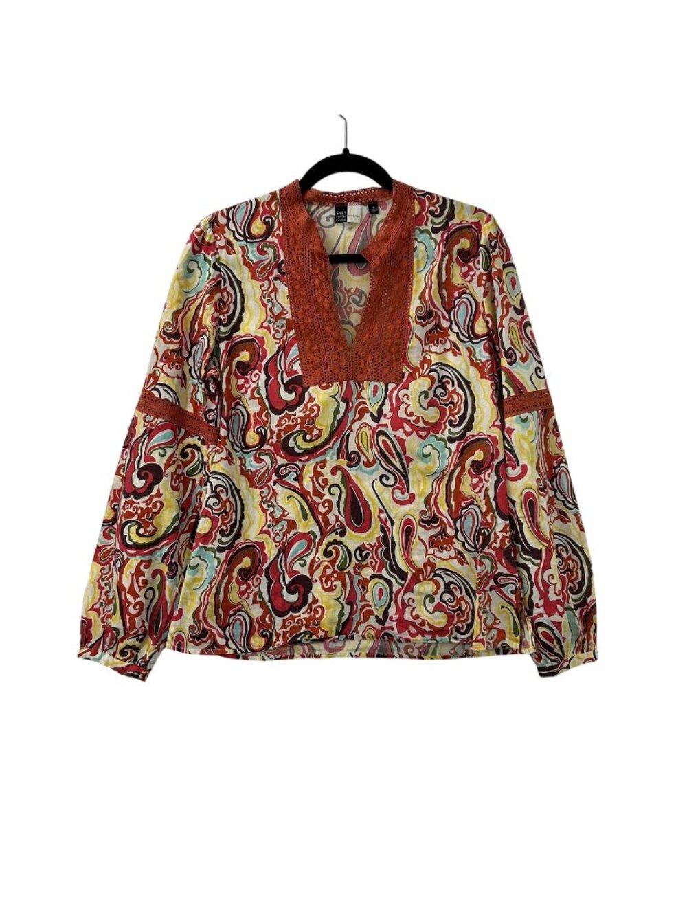 Vintage Saks Fifth Avenue Threads Tunic V-neck Women’s 8 Relaxed Paisley  Boho